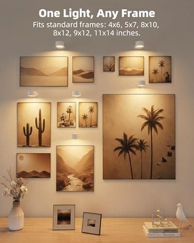 AMETHEUS Picture Lights for Wall, 2000mAh Rechargeable Magnetic Art Lights with 3 Color Temps & RGB, Remote Dimmable Battery Operated Wall Light for Bedroom, Living Room, Gallery (White, 3 Pack) - Thumbnail 4