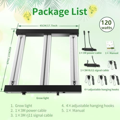 Grow Light FARMLITE Grow Lights for Indoor Plants Full Spectrum LED Growing Light Plant Hanging Growing Bar Lamps Seedling Daisy Chain Dimmable Board 2x2ft Coverage (120, Watts) - Thumbnail 5