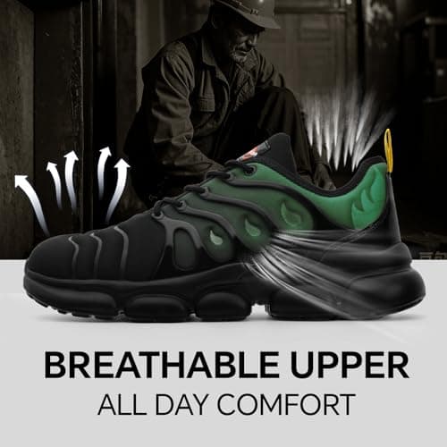 DRRHINO Steel Toe Shoes for Men Women Comfortable Lightweight Work Sneakers for Men Composite Toe Safety Sneakers Men's Slip Resistant Indestructable Construction Safety Shoes - Thumbnail 3