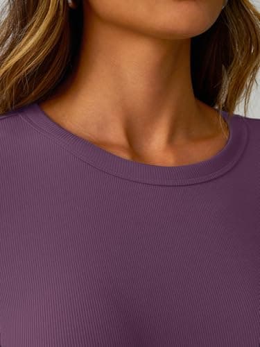 GKBK Ribbed Long Sleeve Tops for Women Fitted Basic Tight T-Shirts Crewneck Cute Layering Tops Lightweight Fall Sweaters 2026 Fashion Outfits Winter Clothes Purple - Thumbnail 5