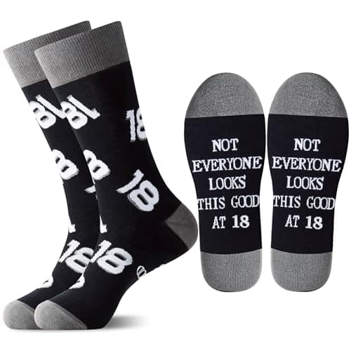 Jeasona 18 Year Old Boy Birthday Gifts Male Funny Fun Black Crew Cotton Socks - Image 1