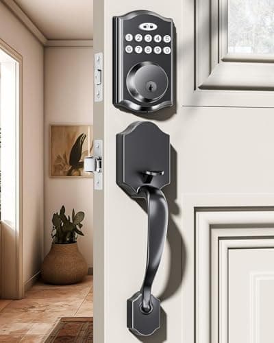 zafano Door Lock with 2 Lever Handles - Keyless Entry Door Lock, Electronic Keypad Deadbolt, Digital Smart Code & Front Handle Sets, Auto-Locking, Easy Installation (Matte Black) - Image 1