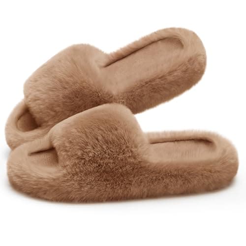 ATHMILE Womens Slippers with Arch Support Memory Foam Fuzzy House Slippers for Women Lightweight Cozy Indoor Open-toe Comfy Birthday Valentine's Day Gifts - Image 1