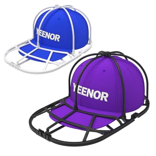 YEENOR Hat Washer Cage for Washing Machine - Baseball Cap Cleaner Rack, Ball Cap Washing, Dishwasher Safe, Perfect for Cleaning and Protecting Hats in Dishwasher (White/Black 2 Pack (Assembly)) - Image 1