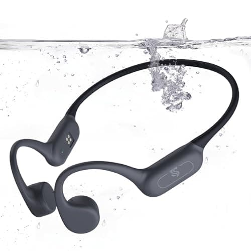 Roujune Bone Conduction Headphones IPX8 Waterproof Swimming Headphones Open Ear Headphones with MP3 Mode 32GB Memory 8H Playtime Bluetooth 5.4 Ear Buds Secure Fit for Running and Fitness (Gray) - Image 1