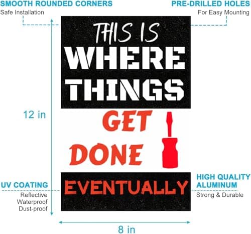 Carastora Metal Garage Sign – Vintage-Style Funny Wall Plaque for Shop, Man Cave or Workspace – Humor Decor for Men, 12x8 Inch Tin Sign - Thumbnail 6