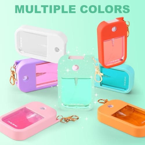 Palksky Silicone Case Compatible with Touchland Hand Sanitizer Spray (Fit for 1 FL OZ/30 mL Ver), Portable keychain(Glitter Sequin Green),Travel Size - Thumbnail 6