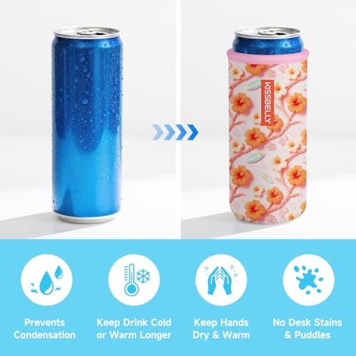 Slim Can Cooler Sleeve, Insulated Neoprene Can Sleeve Cover Reusable Can Drink Sleeve Holder for Beverages Cans Bottles BBQs Decor Party Favors - Thumbnail 3