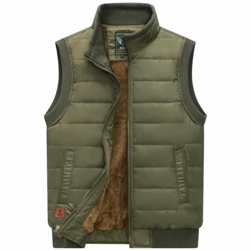 Msmsse Mens Outdoor Vest Casual Lightweight Puffer Water-Repellent Quilted Sleeveless Jacket for Golf Running Hiking Army Green XL - Image 1