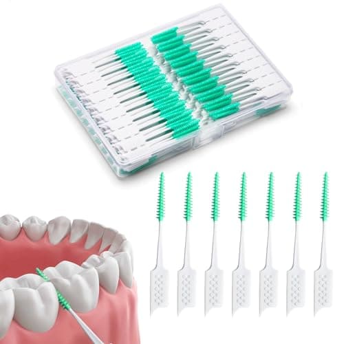 ACSKD 200 Pieces Interdental Brushes,Braces Brush with Silicone Head,Dental Tooth Flossing Toothpick Cleaners Tooth Tool (200PCS Green) - Image 1