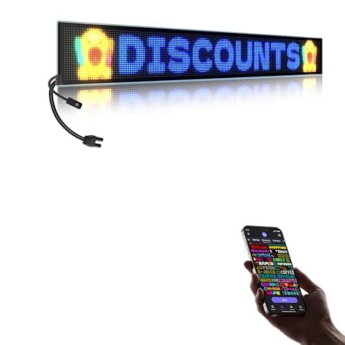 Large Programmable P5 Resolution LED Sign, Indoor Window LED Signs, Bluetooth App, for Business Bars Gaming Rooms Restaurants Festivals (43"x 6") - Image 1