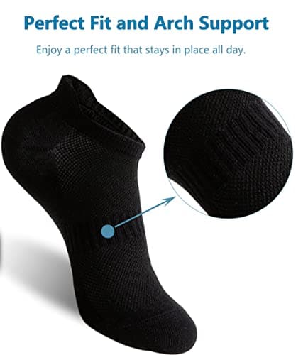 Irisbear Black Ankle Socks for Women Running Athletic Low Cut Tab Sports No Show Socks 6-Pairs Black - Thumbnail 5