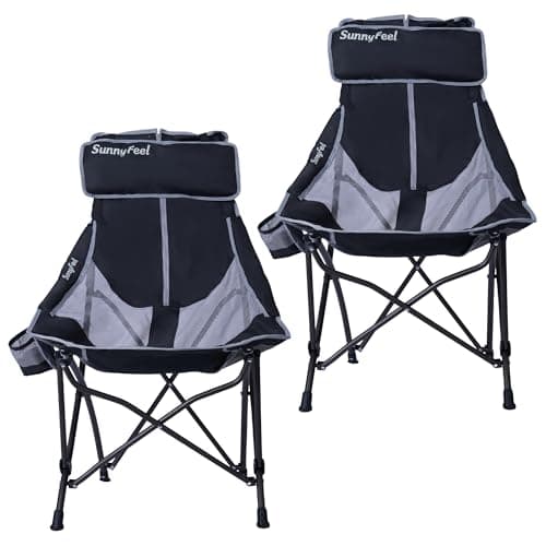 SUNNYFEEL High Back Camping Chair for Adults, 2 Pack Lightweight Camping Chair Support 250 lbs Heavy Duty Folding Chair Design Portable & Collapsible Camping Chairs for Outdoor, Camp, Beach, Picnic - Image 1