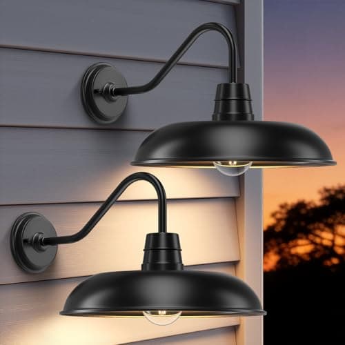 FILIYANO Outdoor Barn Light, Extra Large Farmhouse Outdoor Wall Lights, 16 Inch Industrial Rustic Waterproof Stain Black Wall Mount Weather Resistant Lamp, for Shed Barn Backyard, 2-Pack - Image 1