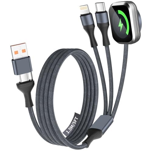 Firsting Travel Essentials,3 in 2 USB C Cable for Watch Charger/iPhone 17 Charger/IP Cable Designed for iWatch Chargers, Multi Charging Cable Compatible with iPhone 17-11/iWatch 11-1/ultra/se 5FT - Image 1