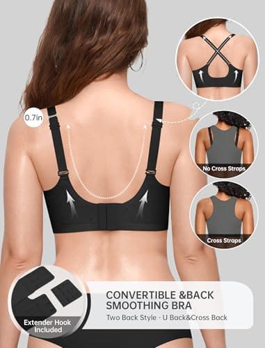 OEAK Women Value Series Jelly Bras Wireless Pushup Convertible 2XL Jacq Blk - Thumbnail 3