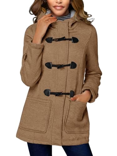 STOLKISS Winter Jackets for Women Sherpa Lined Duffle Toggle Coat Hooded Fashion Horn Button Fleece Thicken Insulated Shells - Image 1