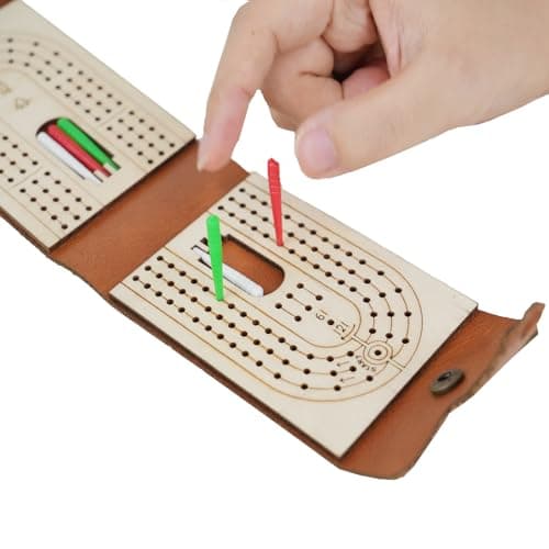 Travel Cribbage Board Game Set Portable Travel Games Includes Storage Space 1 Deck 6 Pegs of Cards and Instructions Classic Family Cribbage Game Ideal for Family Fun and Entertaining - Thumbnail 6