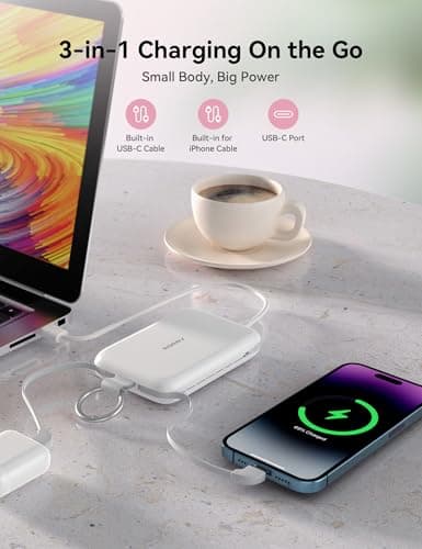 RORRY Portable Charger, 10000mAh PD 30W Fast Charging Portable Charger Power Bank with Built-in Cables, Travel Keychain Charger Battery Pack for iPhone 17/16/15/14/13/12, for AirPods 2/3/4/Pro, Green - Thumbnail 5