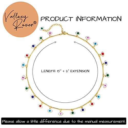 Valloey Rover Evil Eye Choker Necklace for Women 14k Gold Plated Dainty Short Chain Necklace Gift for Women - Thumbnail 6