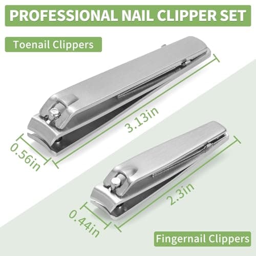 Mia Klein Premium Nail Clippers Set | Stainless Steel with Built-in File | 3.1" Toenail & 2.2" Fingernail Clippers for Men & Women | Curved Blades for Precision Cutting & Easy Grip (Silver) - Thumbnail 4