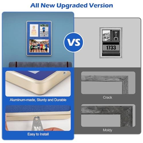 Medal Display Shadow Box, Gold Aluminum Frame, Acrylic Panel for Sports Awards,Marathon Runner, Military Awards and Triathlon (3-in-1) - Thumbnail 5