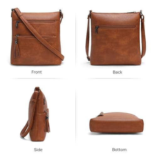 Kiss Sea Womens Crossbody Purse, Multi Pocket Casual Crossbody Bag with Tassel for Travel - Brown - Thumbnail 6