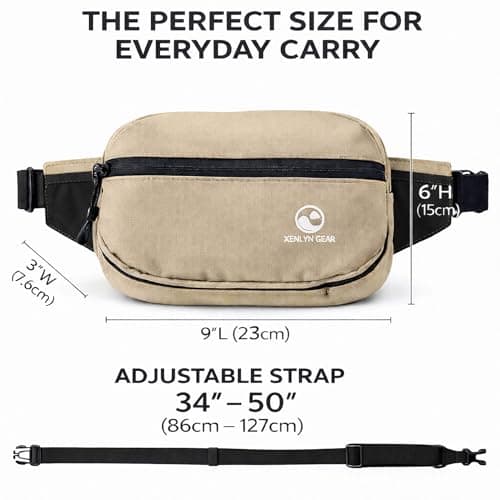 XENLYN GEAR Waist Pack for Men & Women, Premium Water-Resistant Textured Fabric Fanny Pack, Lightweight Crossbody Belt Bag with Hidden Pocket, Stylish Everyday Travel Hiking Running - Thumbnail 3