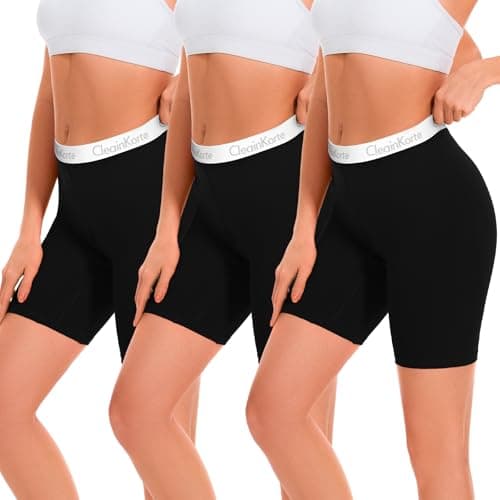 CleainKorte Womens Boy Shorts Underwear Cotton Anti Chafing Boxers Briefs High Waisted Boyshorts Panties Strech 3 Pack Black M - Image 1