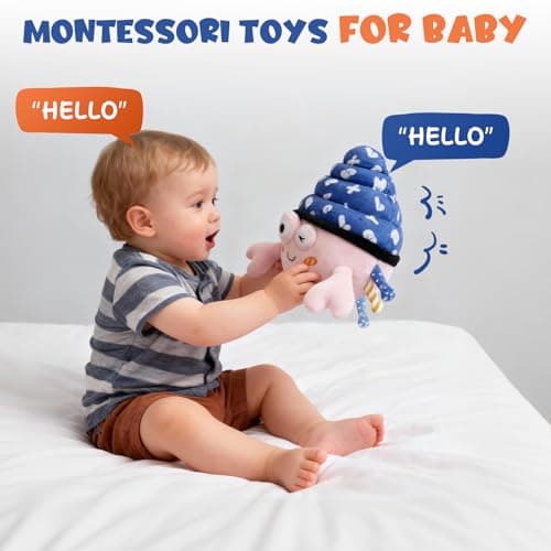 Lullulii Music Crawling Hermit Crab Baby Toy 6-12 Months,Montessori Toys for 1 Year Old+,Infant Stuffed Animal Toy with Tummy Time Toy & Floor Play,Dancing & Talking Soft Plush Toy for Boys and Girls - Thumbnail 4