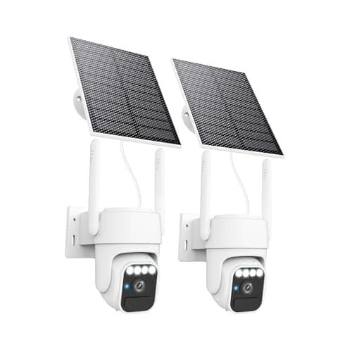 3-Link Solar Security Cameras Wireless Outdoor 2 Packs, Color Night Vision, SD/Cloud Storage, 2-Way Talk, 2.4GHz WiFi, IP65 Waterproof, 360° View - Image 1