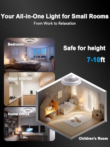 ANGELHALO 16" Smart Ceiling Fan with Light, Dimmable 2700K-6500K, Remote/App Control, Low Profile Flush Mount Fandelier with 6 Silent Speeds, Bladeless Fan Light for Bedroom/Kids Room/Home Offices - Thumbnail 3