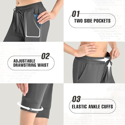 Walifrey Capri Pants for Women with Pockets, Cropped Joggers Drawstring Sweatpants for Lounging Workout and Gym Black,1 Pack Black XL - Thumbnail 4