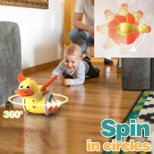 Sizobi Duck Toys for Toddlers 1-3, Tummy Time Crawling Toys for Babies 6-12 12-18 Months, Light Up Musical Dancing Walking Duck Learning Toys for Infants Newborn 0-3-6 Months Boys&Girls - Thumbnail 2