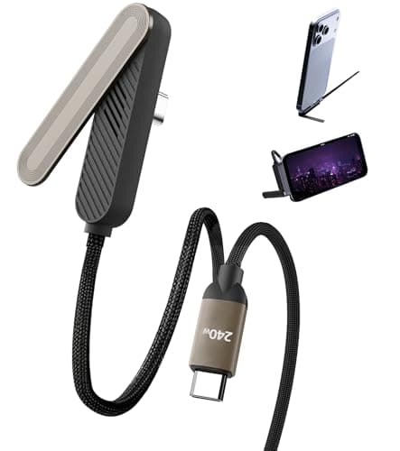 [2026 Upgrade] USB C to USB C Cable, 5ft 240W Fast Charging Cable with Invisible Phone Holder Function. Extended Type‑C Connector Length fits Thicker Phone Cases,Compatible with iPhone&Samsung Series - Image 1