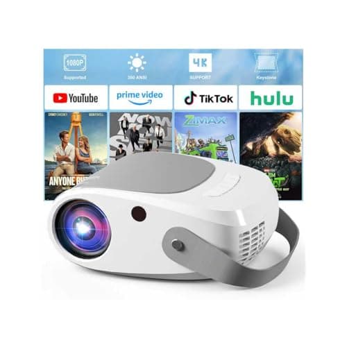 Mini Projector, 15000LM Portable Movie Projector for Bedroom, Real 720P Home Theater Supports 1080P, 3-Layer Glass Lens Projector for iPhone/TV Stick/PS5, Indoor & Outdoor Use
