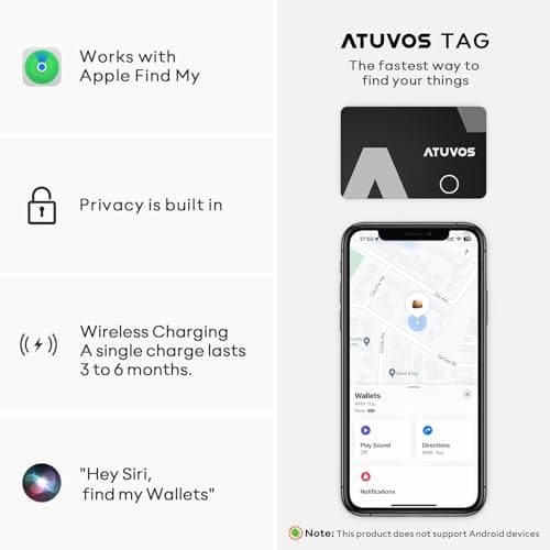 [Apple MFi Certified] ATUVOS Rechargeable Wallet Card, Ultra-Thin 1.6mm Blueooth Air Tag Tracker Works with Apple Find My (iOS Only), Item Locator for Passport, Luggage, IP67 Waterproof, 2 Pack - Thumbnail 3