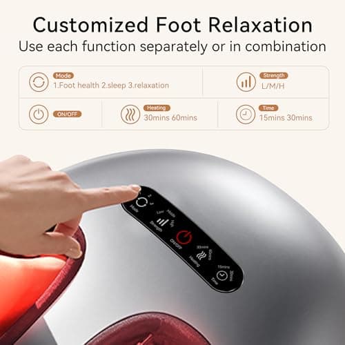 QXC Foot Massager with Heat & Compression, Patented Scissor-Hand Shiatsu Core for Deep Kneading, 131°F Constant Heat, 3 Modes, Adjustable Intensity, Fits Up to Men’s 12 - Thumbnail 2