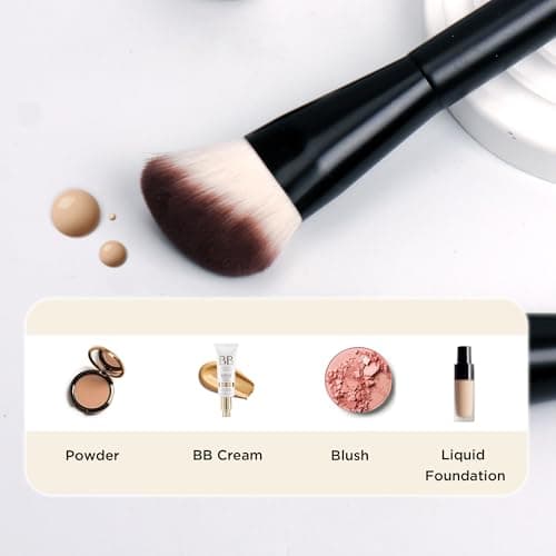 Professional Foundation Brush for Liquid Makeup - 0.06mm Ultra-Fine Bristles | Contour brush Liquid Cream Blending Angled Shape | No Shedding & Easy Clean | Kabuki Makeup Brushes - Thumbnail 3
