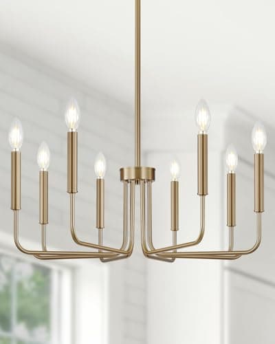 Yunnix 8 Light Champagne Bronze Chandelier - Modern Gold Chandelier Dining Room Light Fixture - 28" Vintage Chandelier for Bedroom Kitchen Island Lighting, Foyer and Living Room - Image 1