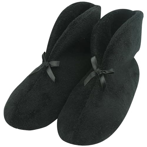 Forfoot Slipper Boots, Womens House Office Shoes Indoor and Outdoor Winter Warm Fuzzy Ankle Boots Home Bedroom Slippers Black Women Slippers Size Medium - Image 1