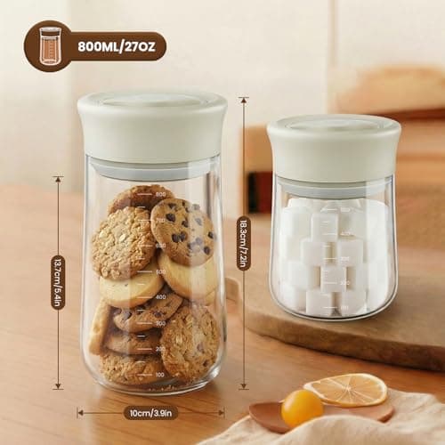 OURCABECUE 2026 Upgrade Wide Mouth Mason Jar 27 oz, 90° Rotating Lid Glass Storage Jar, Food Grade Overnight Oats & Yogurt Jar, Dry Snacks Candies jar - Thumbnail 6