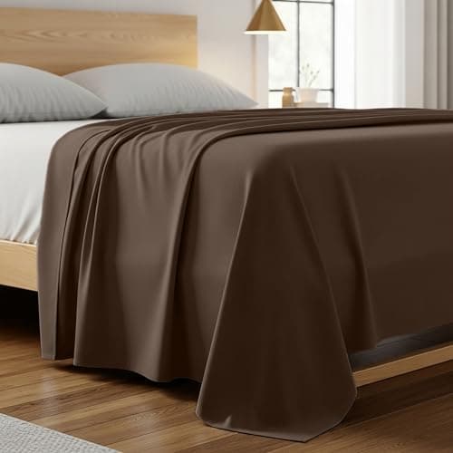 Mellanni King Size Flat Sheet - Iconic Collection Bedding - Hotel Luxury, Extra Soft, Cooling - Wrinkle, Fade, Stain Resistant - 1 Flat Sheet Only (King, Brown) - Image 1