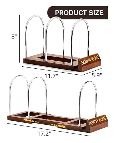 Vosturdy Expandable Vinyl Record Storage, 30-70 LPs Now Playing Record Holder, Wood Vinyl Album Storage Rack for LP Records/Magazines/Music Lovers - Thumbnail 5
