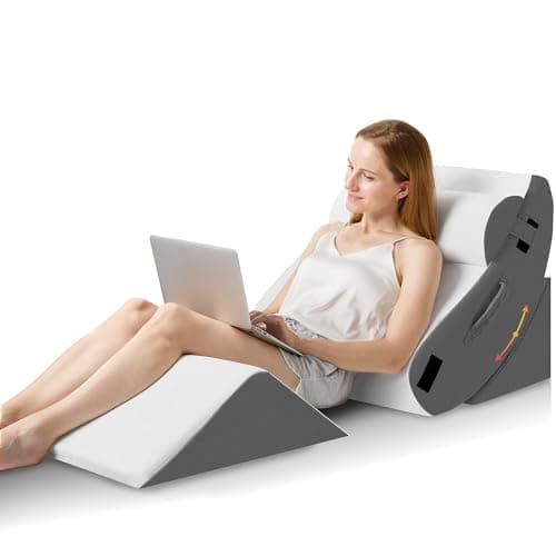 HABUTWAY 4Pcs Orthopedic Wedge Pillow, Bed Pillow for Sleeping, Post Surgery Foam Wedge Pillow for Back Pain Relief, Triangle Adjustable Support Pillow with Machine Washable Cover, Dark Grey - Image 1
