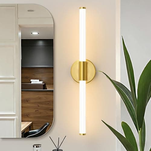 LED Bathroom Light Fixtures, Gold Vanity Lights for Bathroom, 360° Full Lighting Dimmable LED 23 inch Vanity Light Bar Over Mirror, Hardwired Modern Wall Sconce Warm White for Bedroom Living Room - Image 1
