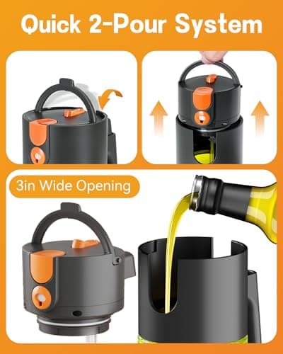 OURCABECUE Upgrade 2 in 1 Oil Sprayer for Cooking, 17oz Light-Blocking Glass Olive Oil Dispenser Bottle for Kitchen, Food-Grade Oil Mister with 8 Stickers for Salad, Frying (Green Bottle-Black Gap) - Thumbnail 6