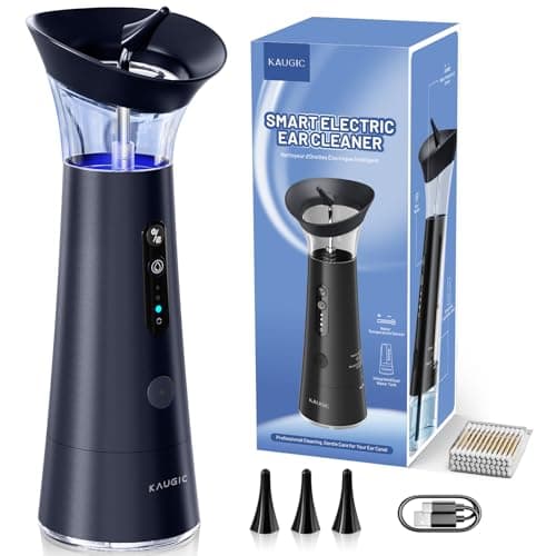 Ear Wax Removal with One-Piece Waste Tank, FSA-HSA-Eligible, Water Powered Ear Cleaner, Electric Ear Cleaning Kit with Water Temperature Sensor, Ear Irrigation Flushing System, Blue - Image 1