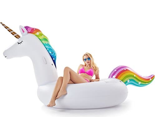 Jasonwell Giant Inflatable Unicorn Pool Float Floatie Ride On with Fast Valves Large Rideable Blow Up Summer Beach Swimming Pool Party Lounge Raft Decorations Toys for Kids Adults - Thumbnail 5