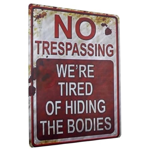Carastora Halloween Vintage Metal Tin Sign Funny Sarcastic Party Wall Art Decor Signs, Funny Tin Sign for No Trespassing, Avoiding the Spooky Cleanup 12x8 Inches - Image 1